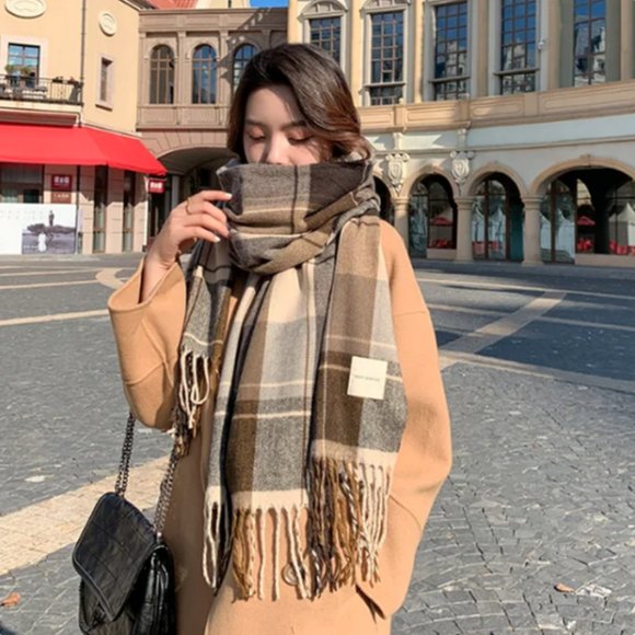 Classic Plaid Pattern Pashmina Winter Scarf/Shawl/Wrap - Picture 5 of 8